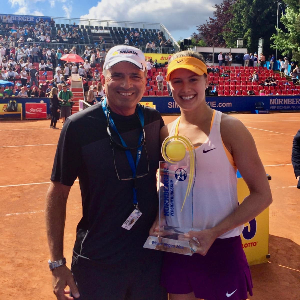 Nick Saviano with Genie Bouchard on court